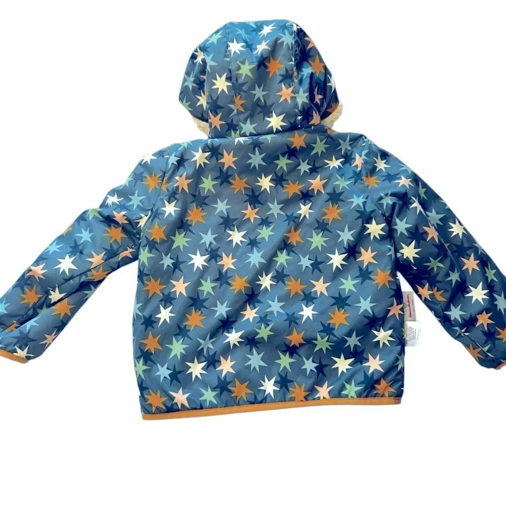 Hanna Andersson Reversible hooded Jacket Stars & Faux Fur size 4 / 100